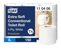 Tork Papier toilette quadruple épaisseur T4 Premium extra-doux blanc - 110406 - Lot de 6 rouleaux de 150 feuilles