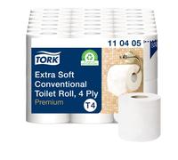 Tork Papier Toilette Rouleau traditionnel extra-doux blanc T4, Premium, 4 plis, 42 x 153 Feuilles, 110405