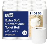 Tork Papier Toilette Rouleau traditionnel extra-doux blanc T4, Premium, 4 plis, 42 x 150 Feuilles, 110406