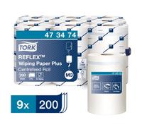 Tork Papier d'essuyage Reflex 473474 - M3 compatible - 2 plis - 67m x 19,4cm - lot 9 - blanc
