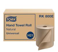 Tork RK800E Lot de 6 rouleaux d'essuie-tout universels en fibre 100% recyclée, compatible avec distributeur H21, naturel