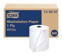 Tork – Rouleau de papier d'essuyage Basic W6 – Blanc – 6 x 250 m – 130007