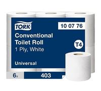 Tork Rouleau de papier toilette traditionnel blanc T4, Universal, 1 pli, rouleau extra long, 6 x 403 feuilles, 100776