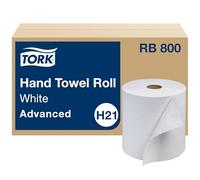 Tork Rouleau d'essuie-mains, blanc, Advanced, H21, doux, jetable, 100% recyclé, absorbant, 1 pli, 3,7 x 243,8 m, RB800