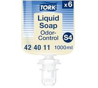 Tork Savon liquide Anti-odeurs S4, testé sous contrôle dermatologique, 6 x 1000 ml, 424011