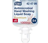 Tork Savon Liquide antimicrobien pour les Mains S4, testé dermatologiquement, 6 x 1000 ml, 424709