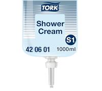 Tork Savon liquide Corps & Cheveux - 420601- Gel douche et Shampooing 2 en 1 pour distributeurs S1 - Qualité Premium parfum frais unisexe 1 x 1000 ml