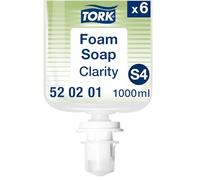 Tork Savon Mousse Mains Limpide S4, 99 % d'ingrédients d'origine naturelle, 6 x 1000 ml, 520201