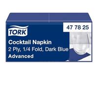 Tork Serviette Cocktail bleu océan, 1/4 plier, 2 pli, 200 serviettes, 11.9cm x 11.9cm chaque, 477825