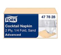 Tork Serviette Cocktail ivoire, pliage 1/4 2 plis, 24 cm x 24 cm, 12 x 200 serviettes, 477828
