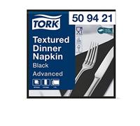Tork Serviette Dinner gaufrée noire, pliage 1/8 2 plis, 39 cm x 39,5 cm, 12 x 100 serviettes, 509421