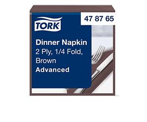 Tork Serviette Dinner marron, pliage 1/4 2 plis, 40 cm x 39 cm, 150 serviettes, 478765