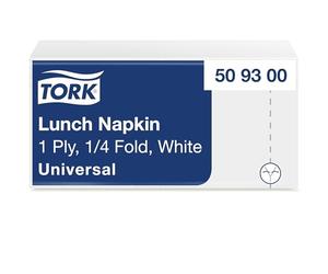 Tork Serviette lunch blanche, pliage 1/4, 1 pli, 32 cm x 32 cm, 8 x 500 serviettes, 509300