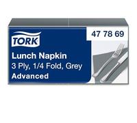 Tork Serviette Lunch Doux grise, 1/4 plier, 3 pli, 150 serviettes, 16.4cm x 16.3cm chaque, 477869