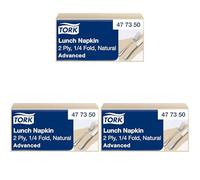 Tork Serviette Lunch naturel, 1/4 plier, 2 pli, 200 serviettes, 16.4cm x 16.3cm chaque, 477350 (Lot de 3)