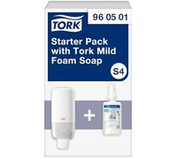 Tork Starter Pack pour Distributeur de Savon Mousse Senteur Douce S4, Formule légèrement parfumée, Distributeur et consommable 1 x 1 000 ML, 960501