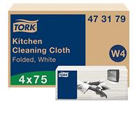 Tork Torchon pour Cuisine blanc W4, Ultra-absorbant, 4 x 75 chiffons, 473179