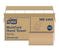 TORK Universal Mb540 a papier essuie-mains Interfoliés, 1 épaisseur, 24,1 cm de large x 23,2 cm de long, Blanc, (Coque de 16 packs, 250 par lot, serviettes de 4 000)