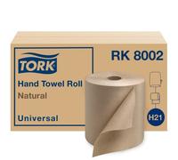Tork Universal RK8002 Rouleau de papier durci 1 épaisseur, 20 cm de large x 200 m de long, naturel, certifié sceau vert (boîte de 6 rouleaux, 800 par rouleau, 1 800 m)