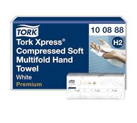 Tork Xpress Essuie-mains interfoliés doux comprimés blancs H2, Premium, 2 plis, pliage en M, grand format, 12 x 170 essuie-mains, 100888
