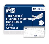 Tork Essuie-mains interfoliés 129089 – qualité Advanced pour distributeur H2, 2 plis blanc 21x200