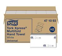 Tork Xpress Essuie-mains interfoliés - 471093 - Papiers d'essuyage pliés en Z qualité Universal pour Distributeur H2 - Essuie-mains papier 1 pli blanc - 20 x 250 feuilles, 20 x 250 sheets