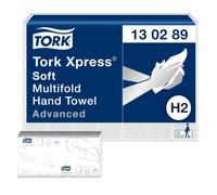 Tork Xpress Essuie-mains interfoliés doux - 130289 - Papiers d'essuyage pliés en Z qualité Advanced pour Distributeur H2 - Absorbant et indéchirable petit 2 plis blanc - 21 x 180 feuilles