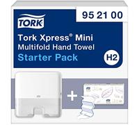 Tork Xpress Pack de démarrage pour mini distributeur murale d'essuie-mains interfoliés blanc H2, distribution feuille à feuille, distributeur et 1 consommable, 952100