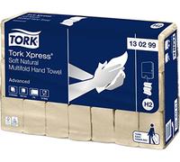 Tork Xpress Essuie-mains interfoliés doux naturels H2, Advanced, Indéchirables, 2 plis, 21 x 180 feuilles, 130299