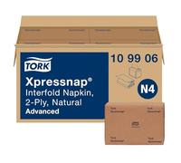Tork Xpressnap 109906 Serviette distributrice naturelle N4, 2 plis, 1/2 pliage, 12 x 500 cm, 21,6 x 16,5 cm