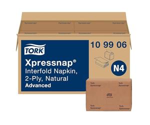 Tork Xpressnap 109906 Serviette distributrice naturelle N4, 2 plis, 1/2 pliage, 12 x 500 cm, 21,6 x 16,5 cm