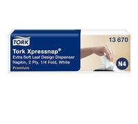 TORK Xpressnap 13670 Serviette Enchevêtrée Extra Doux Décor Feuille Blanc N4 - Vendu par 5 paquets de 100 Serviettes