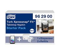 Tork Xpressnap Fit Starter Pack - Distributeur pour Serviettes de Table en Papier - 962900 - N14 + Recharges de Serviettes Enchevêtrées (2 x 120 Feuilles)