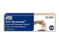 Tork Xpressnap Serviettes Enchevêtrées Extra Douces Naturelles pour distributeur N4, Premium, Pliage 1/2 2 plis, 21,3 cm x 16,5 cm, 8 x 1 000 serviettes, 12880