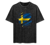 Torn Sweden Flag Swedish Stockholm Country National Mens T-Shirt Unisex Black Top Tee XXL
