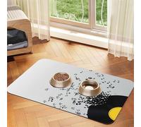 Torn Vinyl Record and Musical Notes Flying in The Air,Waterproof Pet Feeding Mat,PU Leather Placemats for Cat Dog Water Bowl,Food Mats,40x60cm