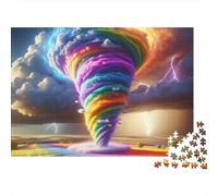 Tornade Arc en Ciel Puzzle 1000 Pièces Papier pour Adultes Éclair Phénomène Météo Jeu de Puzzle 1000 Pièces Famille 52x38cm/1000pcs