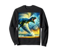 Tornade et dinosaure, style nuit étoilée Van Gogh Sweatshirt