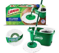 Tornado Spin Mop System Plus 1 Refill Head - Total Cleaning System With Heavy Duty Microfiber Head, Sturdy Handle And 1 Extra Replacement Head, Safe On All