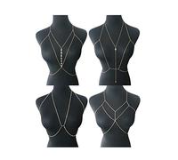 Tornito Lot de 4 à 8 chaînes de corps sexy pour femme Doré, Alliage, oxyde de zirconium, Zircon cubique