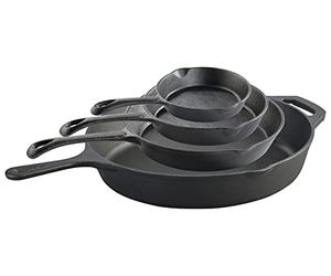 Tornwald-Schmiede Lot de 4 poêles en fonte de 1 x Ø 12,5/16,5/21 et 30 cm