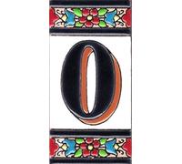 TORO DEL ORO Numéros de maison. Lettres et chiffres en mosaïque. Céramique émaillée, technique de corde sèche peinte à la main. Noms et adresses. Blue Arch Design 5,5x10,5 cm (numéro zéro "0")