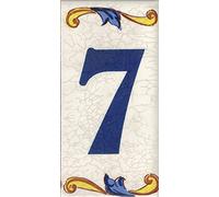 TORO DEL ORO Numéros de maison. Lettres et chiffres en mosaïque. Décalque en céramique. Noms et adresses en céramique. Grand Craquelé Design 7,5x15 cm (numéro sept "7")