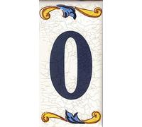 TORO DEL ORO Numéros de maison. Lettres et chiffres en mosaïque. Décalque en céramique. Noms et adresses en céramique. Grand Craquelé Design 7,5x15 cm (numéro zéro "0")