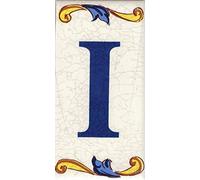 TORO DEL ORO Numéros de maison. Lettres et chiffres en mosaïque. Décalque en céramique. Noms et adresses en céramique. Grand Craquelé Design 7,5x15 cm (lettre "I")