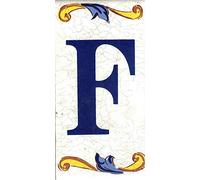 TORO DEL ORO Numéros de maison. Lettres et chiffres en mosaïque. Décalque en céramique. Style craquelé. Noms et adresses. Grand Craquelé Design 5 x 10 cm (lettre "F")