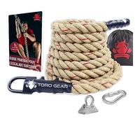 TORO GEAR - Corde à Grimper en Jute de 38 millimètres, 3-6 mètres - Corde à Grimper avec Mousqueton et accroche pour Crossfit, salles de Sport, Fitness et entraînement pour Pompiers. (38 mm X 3 m)