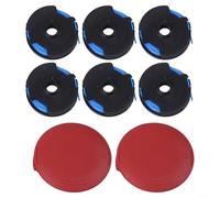 TORO Lot de 6 bobines et housses en plastique compatibles avec tondeuse à gazon + 2 housses, 6,5 x 2,4 cm + 8,6 x 3,4 cm, noir/bleu/rouge, pour un usage résidentiel et professionnel (bobine × 6 +