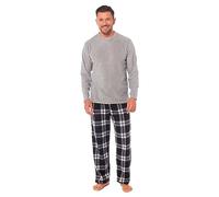 Toro Rocco Ensemble de pyjama en polaire pour homme à manches longues et doux avec pantalon à carreaux chaud et confortable pour l'hiver, gris, M