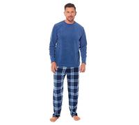 Toro Rocco Ensemble de pyjama en polaire pour homme à manches longues et doux avec pantalon à carreaux chaud et confortable pour l'hiver, bleu, XL